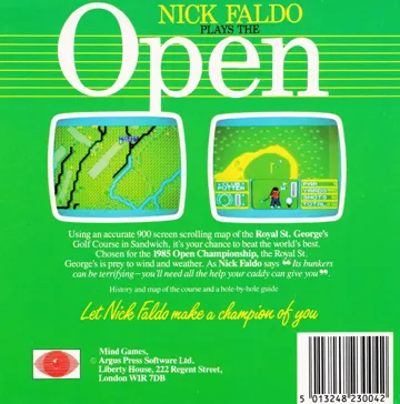 Nick Faldo Plays The Open (UK) (1986) box cover back